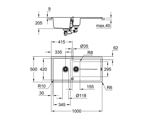 Мойка кухонная Grohe K400 (31642AP0)