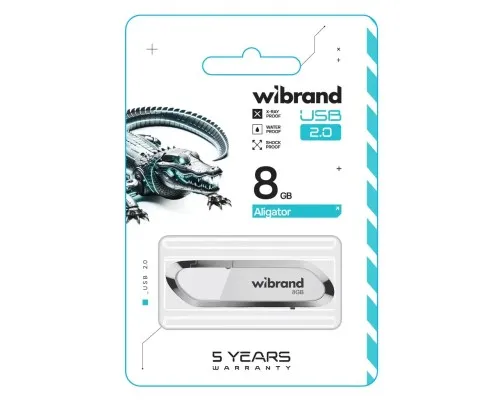 USB флеш накопитель Wibrand 8GB Aligator White USB 2.0 (WI2.0/AL8U7W)