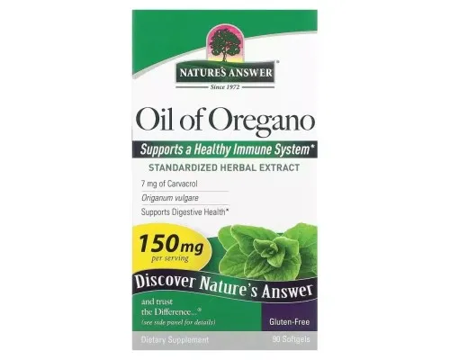 Травы Nature's Answer Масло орегано, 150 мг, Oil of Oregano, 90 гелевых капсул (NTA-16308)