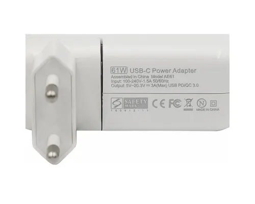 Блок живлення до ноутбуку PowerPlant APPLE 220V, 20V 61W (USB Type-C) (AP61HCUSB)