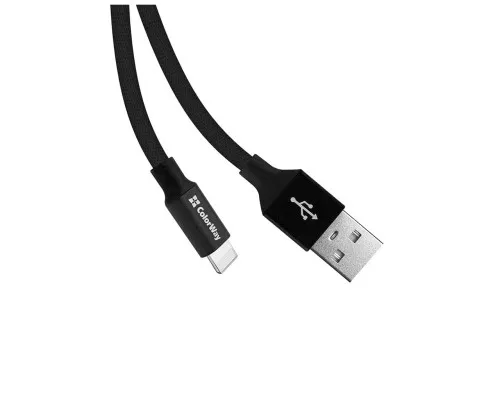 Дата кабель USB 2.0 AM to Lightning 0.25m black ColorWay (CW-CBUL048-BK)