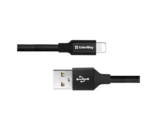 Дата кабель USB 2.0 AM to Lightning 0.25m black ColorWay (CW-CBUL048-BK)