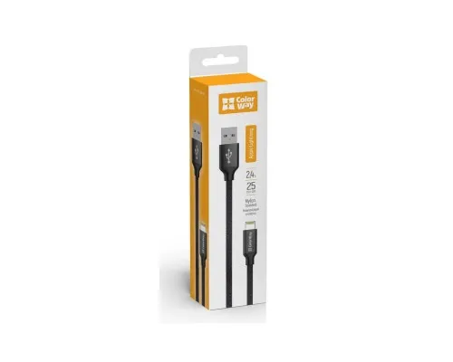 Дата кабель USB 2.0 AM to Lightning 0.25m black ColorWay (CW-CBUL048-BK)