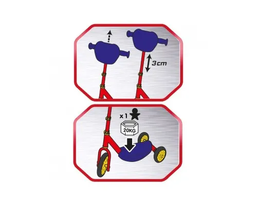 Самокат Smoby Toys Тачки з металевою рамою Триколісний (750114)
