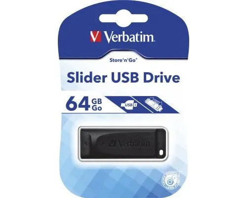 USB флеш накопитель Verbatim 64GB Slider Black USB 2.0 (98698)