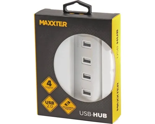 Концентратор Maxxter USB 2.0 Type-A 4 ports silver (HU2A-4P-01)