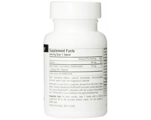 Трави Source Naturals Біоперін (Екстракт Чорного Перцю) 10мг, 120 таблеток (SNS-00644)