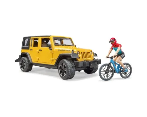 Спецтехника Bruder Джип Jeep Rubicon с фигуркой велосипедиста на спортивном бай (02543)