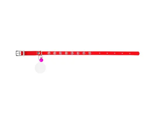 Ошейник для животных WAUDOG GLAMOUR Цветочек с резинкой и стразами для кошек (красный) (32553)