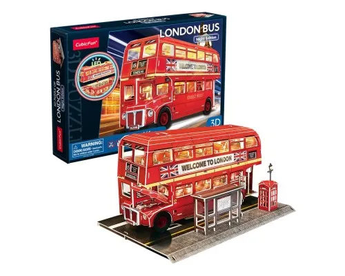 Пазл Cubic Fun Трехмерная головоломка-конструктор City Line Лондонский автобус с LED подсветкой (L538h)