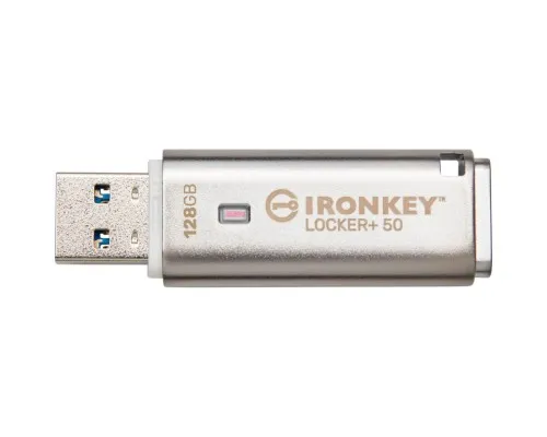 USB флеш накопичувач Kingston 128GB IronKey Locker Plus 50 AES Encrypted USB 3.2 (IKLP50/128GB)