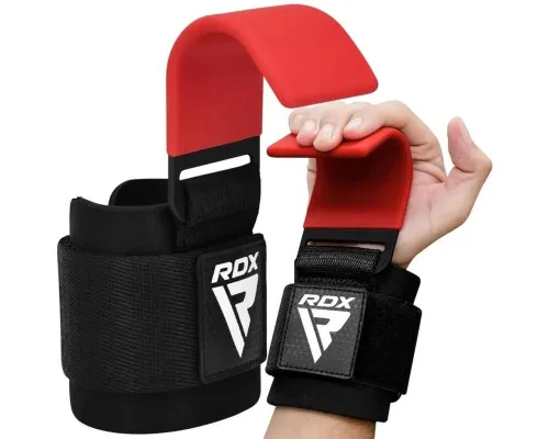 Крюки для тяги на запястья RDX W5 Gym Hook Strap Red Plus (WAN-W5R+)