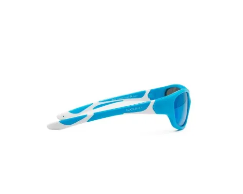 Детские солнцезащитные очки Koolsun Sport бирюзово-белые 3-8 лет (KS-SPBLSH003)