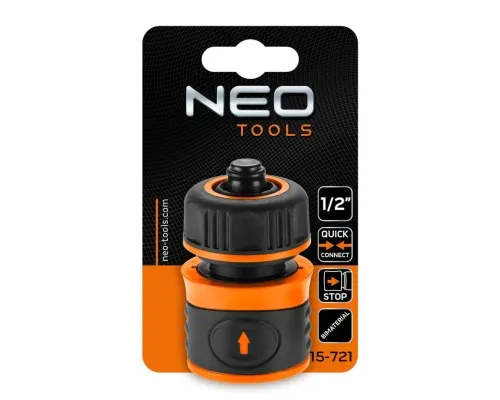 Конектор для шланга Neo Tools для шланга 1/2", з аквастопом, двокомпонентний (15-721)