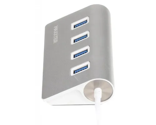 Концентратор Maxxter USB 3.0 Type-A 4 ports silver (HU3A-4P-01)