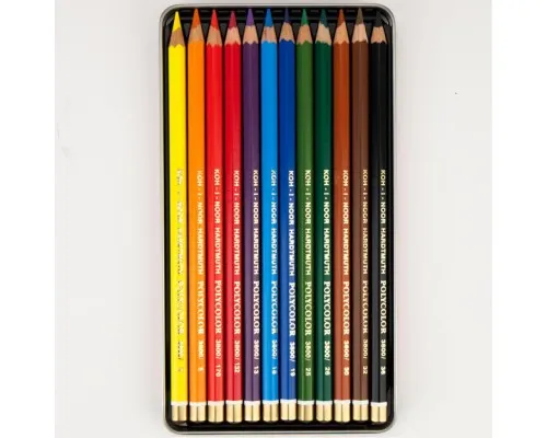 Карандаши цветные Koh-i-Noor Polycolor метал. пенал 12 цветов (3822012002PL)