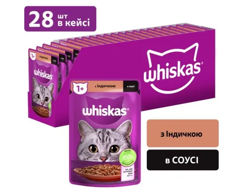 Вологий корм для кішок Whiskas Індичка в соусі 85 г (5900951302077)