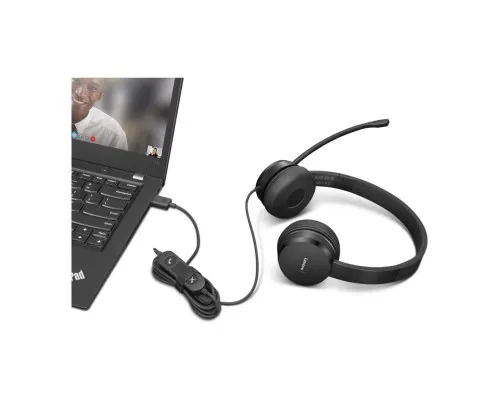 Наушники Lenovo USB-A Wired Stereo On-Ear Black (4XD1K18260)