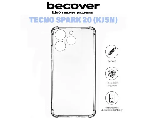 Чехол для мобильного телефона BeCover Anti-Shock Tecno Spark 20 (KJ5n) Clear (710858)