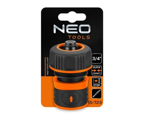 Конектор для шланга Neo Tools для шланга 3/4", з аквастопом, двокомпонентний (15-723)