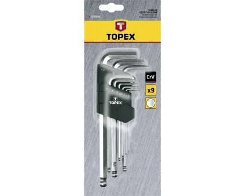 Набір інструментів Topex ключі шестигранні HEX 1.5-10 мм, набір 9 шт.*1 уп. (35D957)