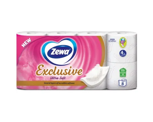 Туалетная бумага Zewa Exclusive Ultra Soft 4 слоя 8 рулонов (7322541046532/7322541191041)