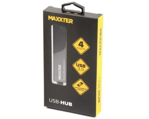 Концентратор Maxxter USB 3.0 Type-A 4 ports grey (HU3A-4P-02)