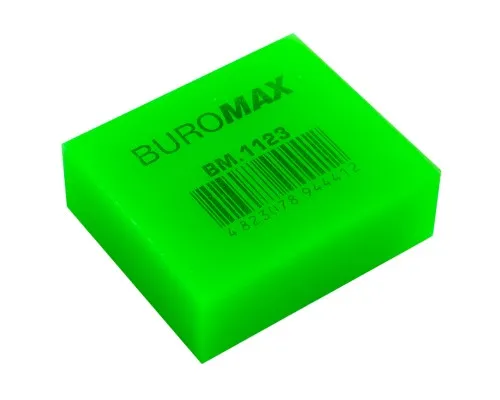 Гумка Buromax NEON, прямокутна 40x35x14 мм, мякий пластик, асорті кольорів (BM.1123)