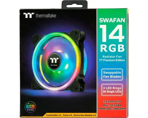 Кулер для корпуса ThermalTake SWAFAN 14 RGB Radiator Fan TT Premium Edition 3 Pack/Fan/14025 (CL-F138-PL14SW-A)