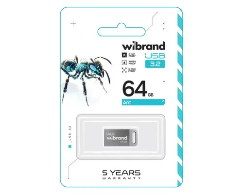 USB флеш накопитель Wibrand 64GB Ant Silver USB 3.2 Gen 1 (USB 3.0) (WI3.2/AN64M4S)