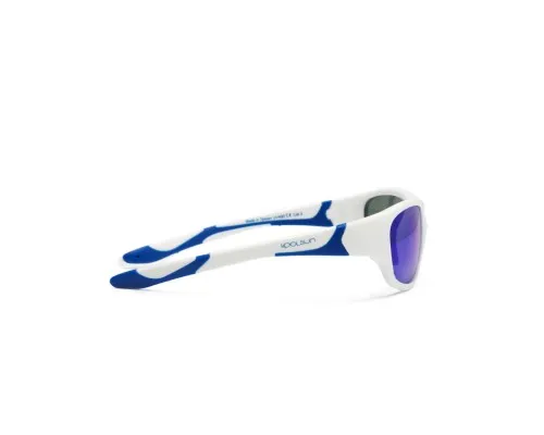 Дитячі сонцезахисні окуляри Koolsun Sport біло-блакитні 6-12 років (KS-SPWHSH006)