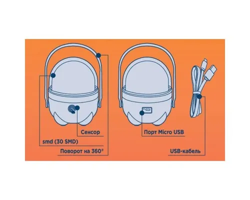 Фонарь Quantum Pretty LED + Мicro USB кабель (QM-FL3010)