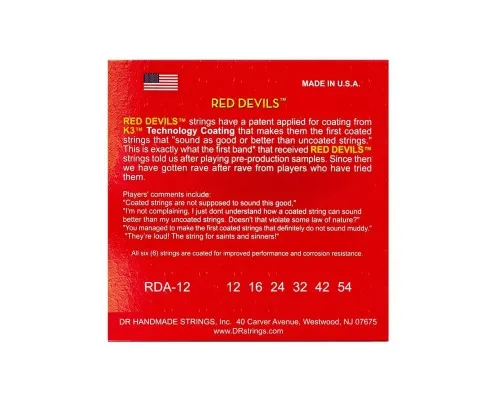 Струни для гітари DR Strings RED DEVILS Acoustic - Light (12-54) (RDA-12)