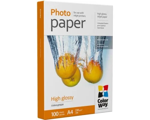 Фотобумага ColorWay A4 230г Glossy 100ст. (PG230100A4)