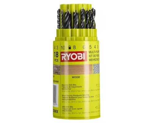 Набор сверл Ryobi RAK18DMIX, 18шт (5132004669)