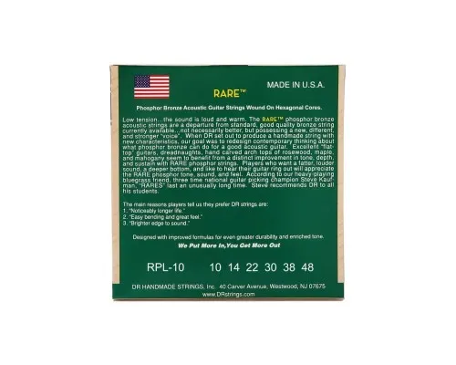 Струни для гітари DR Strings RARE Acoustic Phosphor Bronze - Extra Light (10-48) (RPL-10)