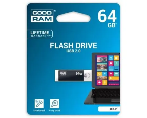 USB флеш накопичувач Goodram 64GB UCU2 Cube Black USB 2.0 (UCU2-0640K0R11)