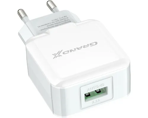 Зарядное устройство Grand-X 5V 2.1A White (CH-03W)