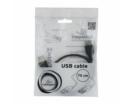 Дата кабель USB 2.0 AM/AF 0.75m Cablexpert (CC-USB2-AMAF-75CM/300-BK)