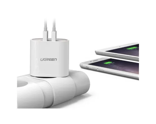 Зарядное устройство Ugreen CD104 2xUSB 3.4A Charger (White) (20384)
