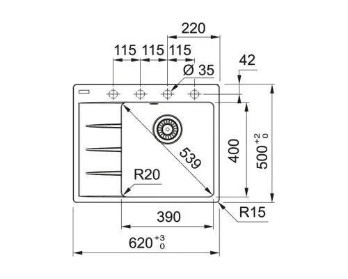 Мойка кухонная Franke Centro CNG 611-62 TL (114.0630.451)