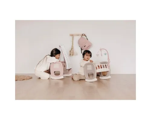 Ігровий набір Smoby Toys Колиска Baby Nurse з балдахіном Сіро-рожева (220373)