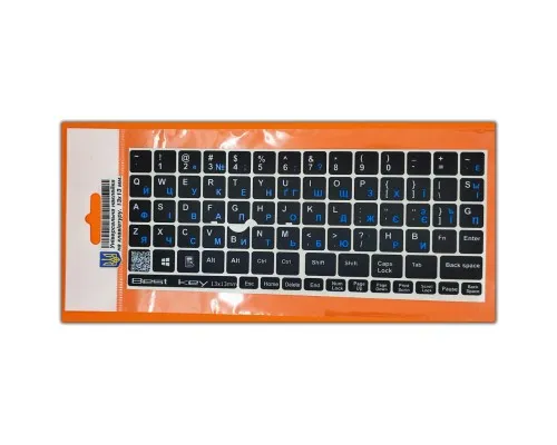 Наклейка на клавиатуру BestKey непрозрачная чорная, 76, синий (BKU13BLU/013)