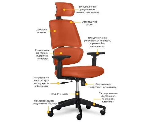 Офісне крісло Mealux Leo Air Orange (Y-543 KBY)