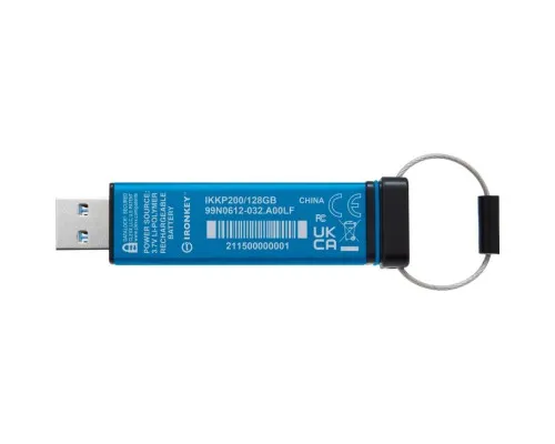 USB флеш накопичувач Kingston 128GB IronKey Keypad 200 AES-256 Encrypted Blue USB 3.2 (IKKP200/128GB)