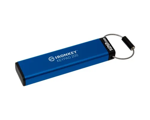 USB флеш накопитель Kingston 128GB IronKey Keypad 200 AES-256 Encrypted Blue USB 3.2 (IKKP200/128GB)
