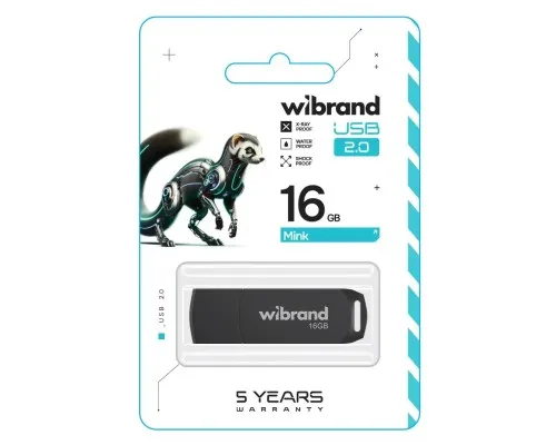USB флеш накопитель Wibrand 16GB Mink Black USB 2.0 (WI2.0/MI16P4B)