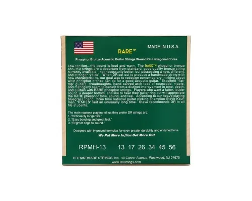Струни для гітари DR Strings RARE Acoustic Phosphor Bronze - Medium (13-56) (RPMH-13)