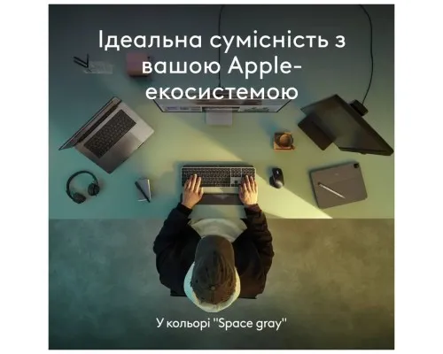Клавіатура Logitech MX Keys S для MAC Bluetooth/Wireless UA Space Grey (920-011637)