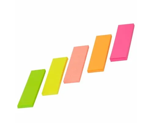 Стікер-закладка Buromax Plastic bookmarks 45x15mm, 5*30шт, rectangles, neon colors (BM.2331-98)